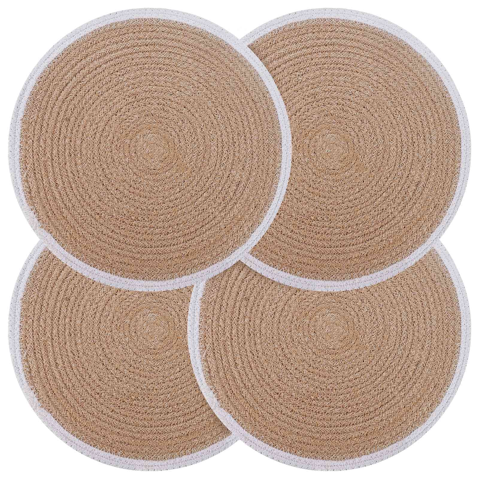 vidaXL Jute Placemats 4 st Naturlig och vit 100% Tossa Jute
