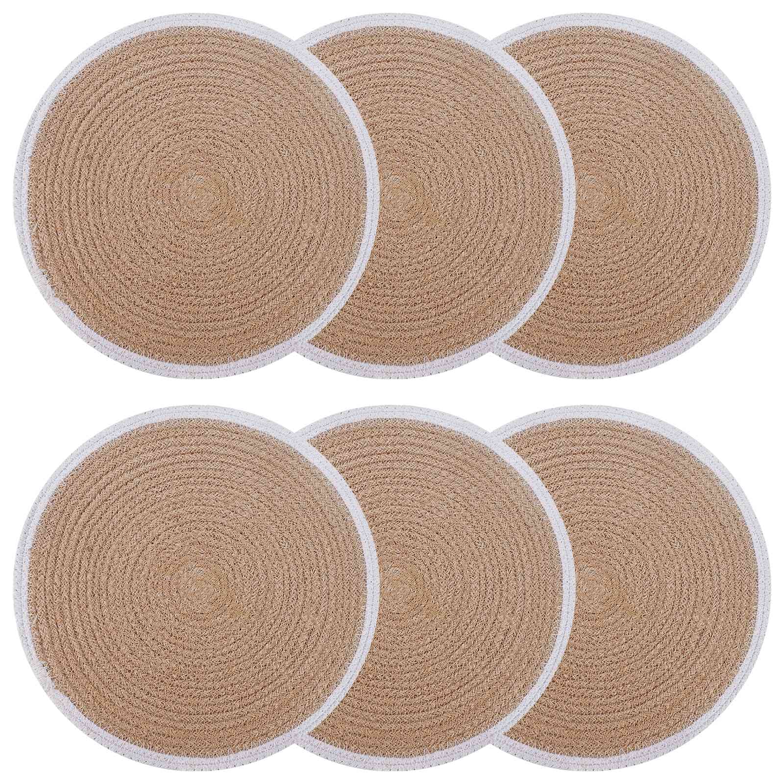 vidaXL Jute Placemats 6 st Naturlig och vit 100% Tossa Jute