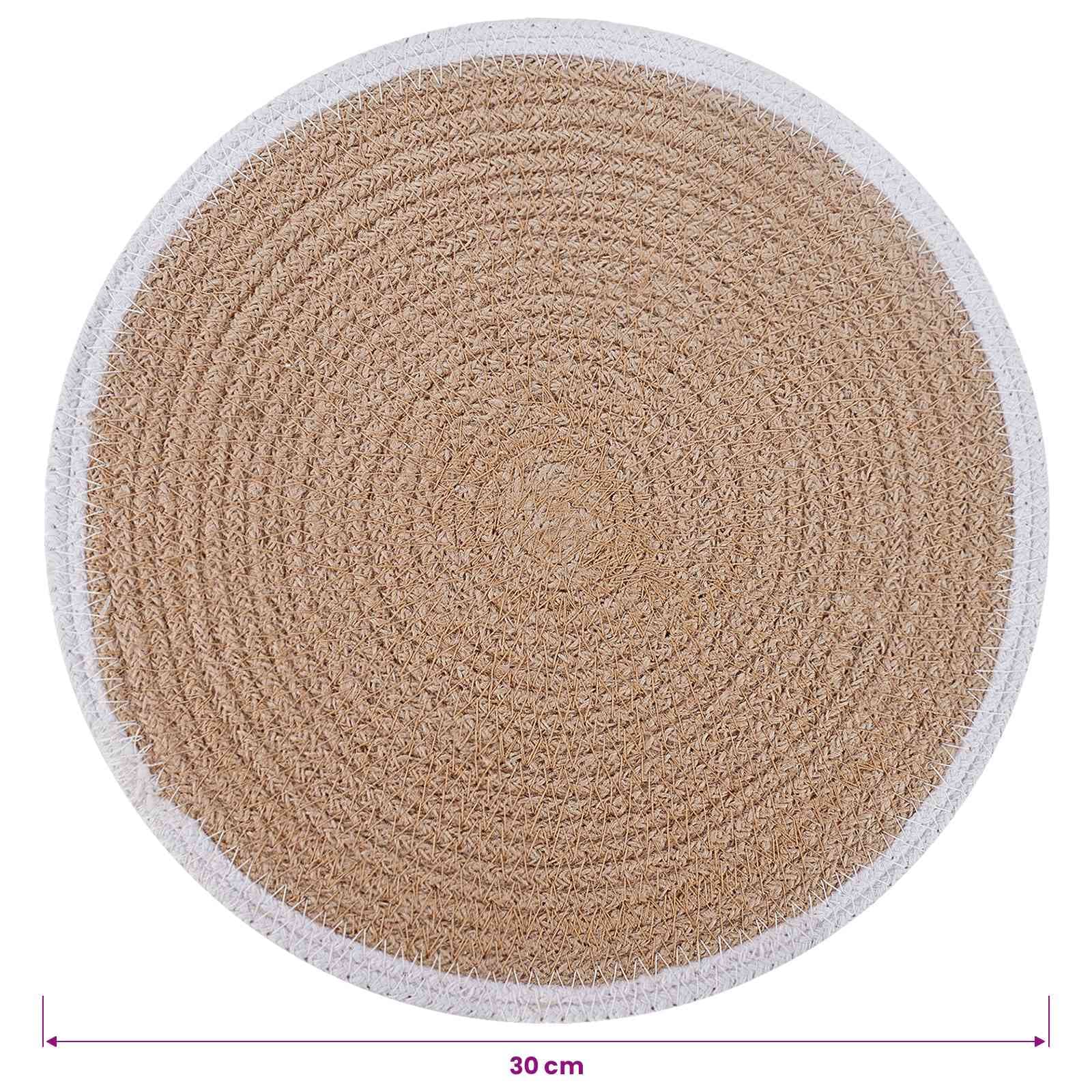 vidaXL Jute Placemats 6 st Naturlig och vit 100% Tossa Jute