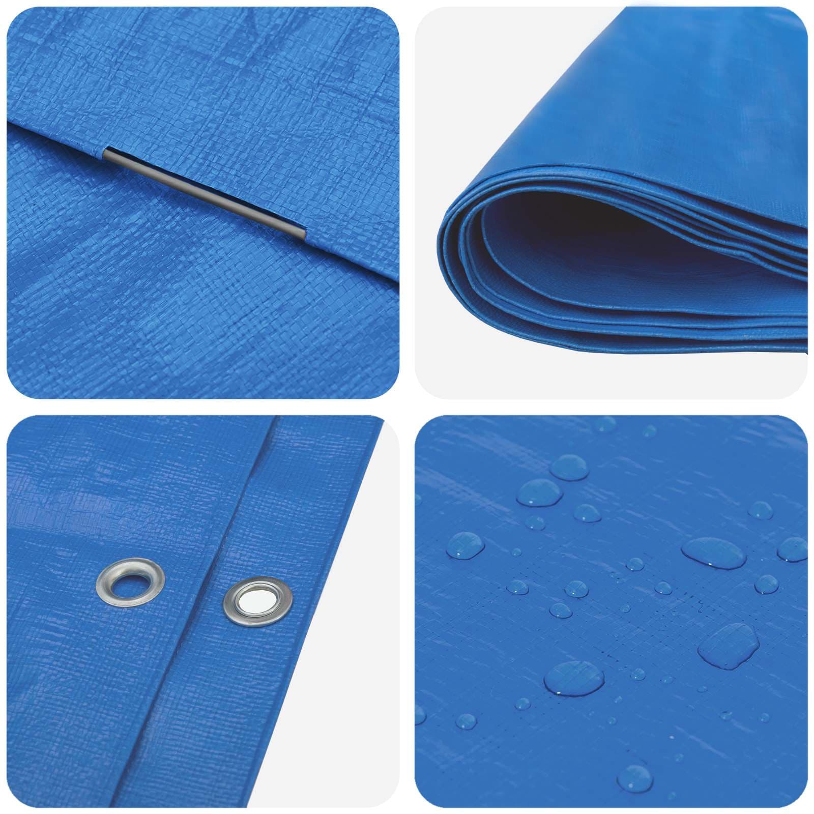 vidaXL Tarpaulin med öglor Blå 4 x 4 m 180 gsm PE