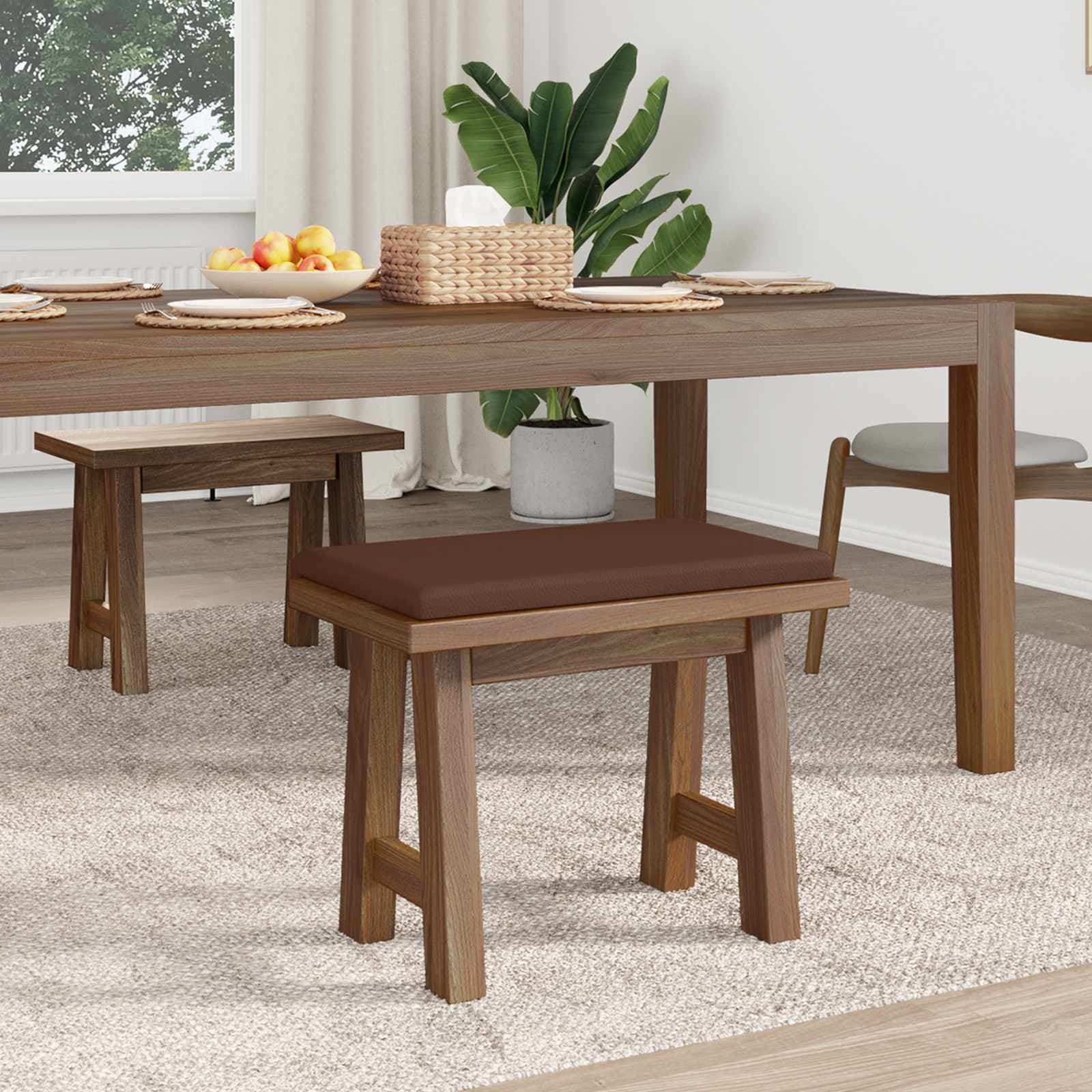 vidaXL Bänk kudde Konstläder Brun Djup 35 cm