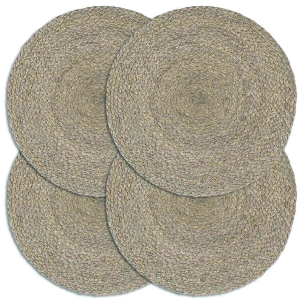 vidaXL Bordstabletter 4 st grå 38 cm rund jute