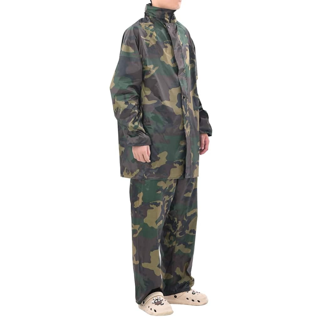 vidaXL Regnställ med Huva Herrar Tvådelat Camouflage L
