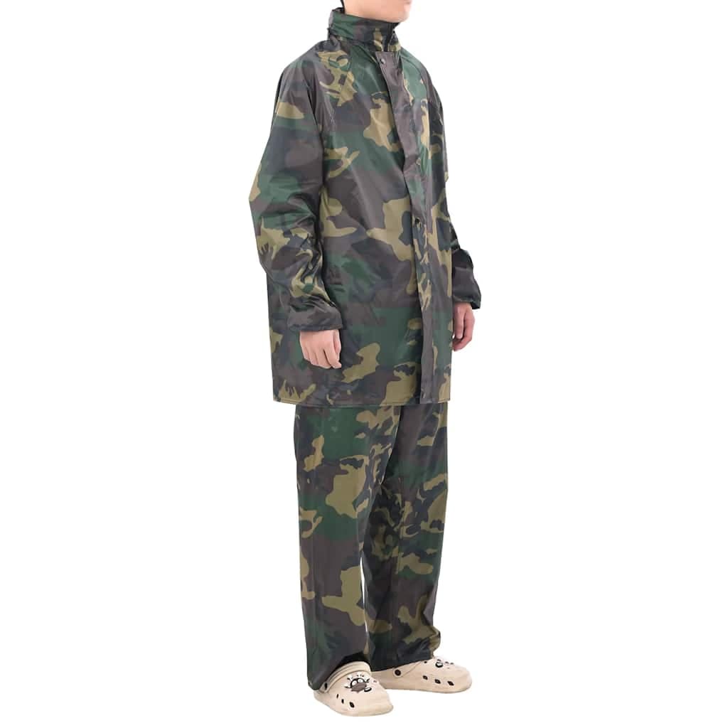 vidaXL Regnställ med Huva Herrar Tvådelat Camouflage XXL