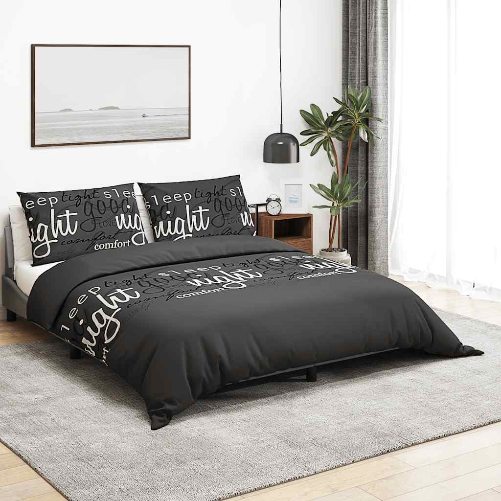 vidaXL Påslakanset svart och vit 140x200 cm bomull