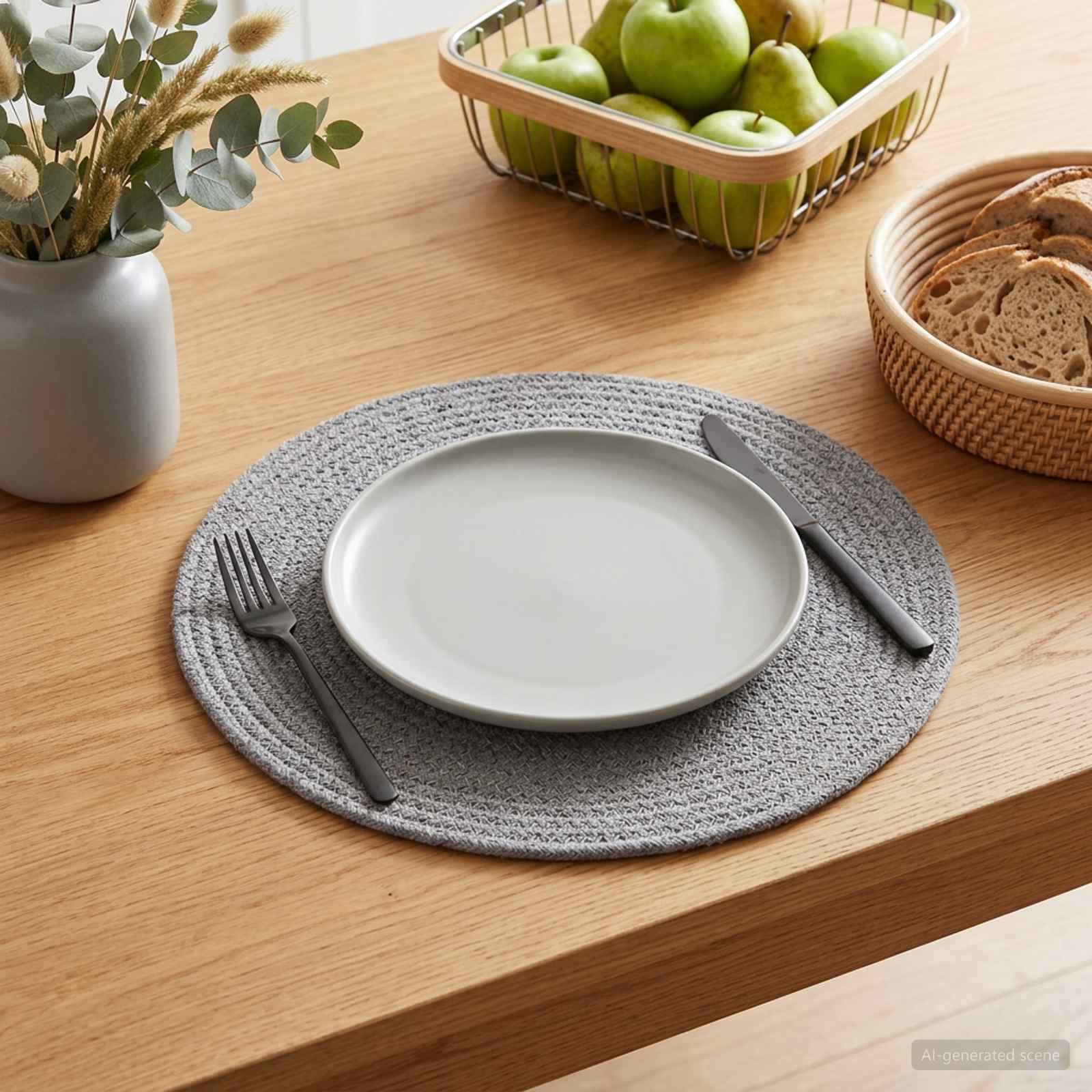 vidaXL Jute Placemats 4 st Grå 100% Tossa Jute