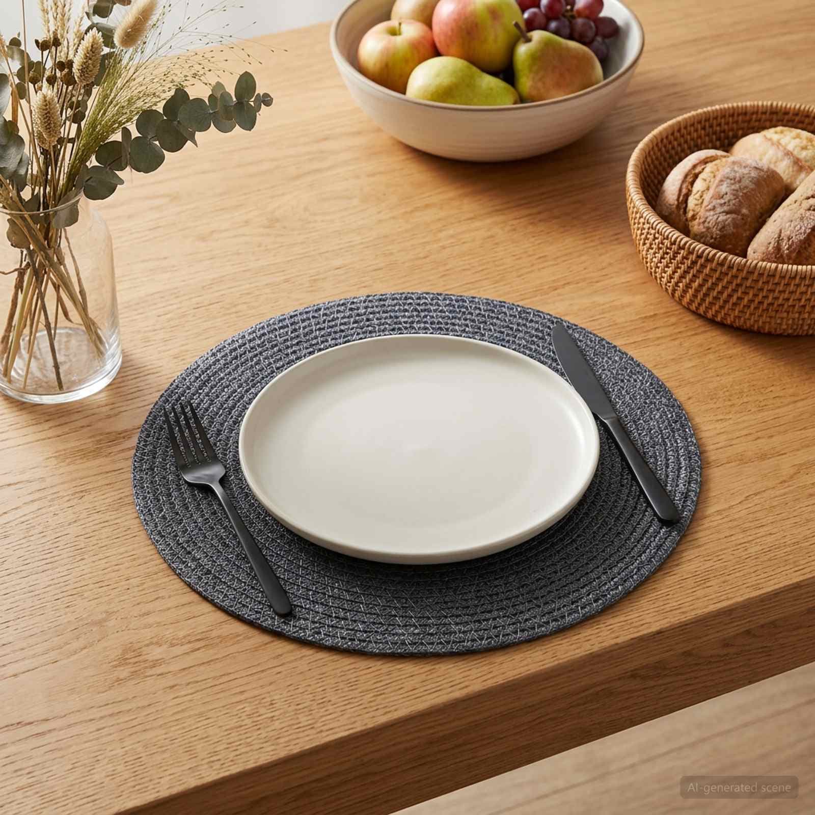 vidaXL Jute Placemats 4 st Mörkgrå 100% Tossa Jute