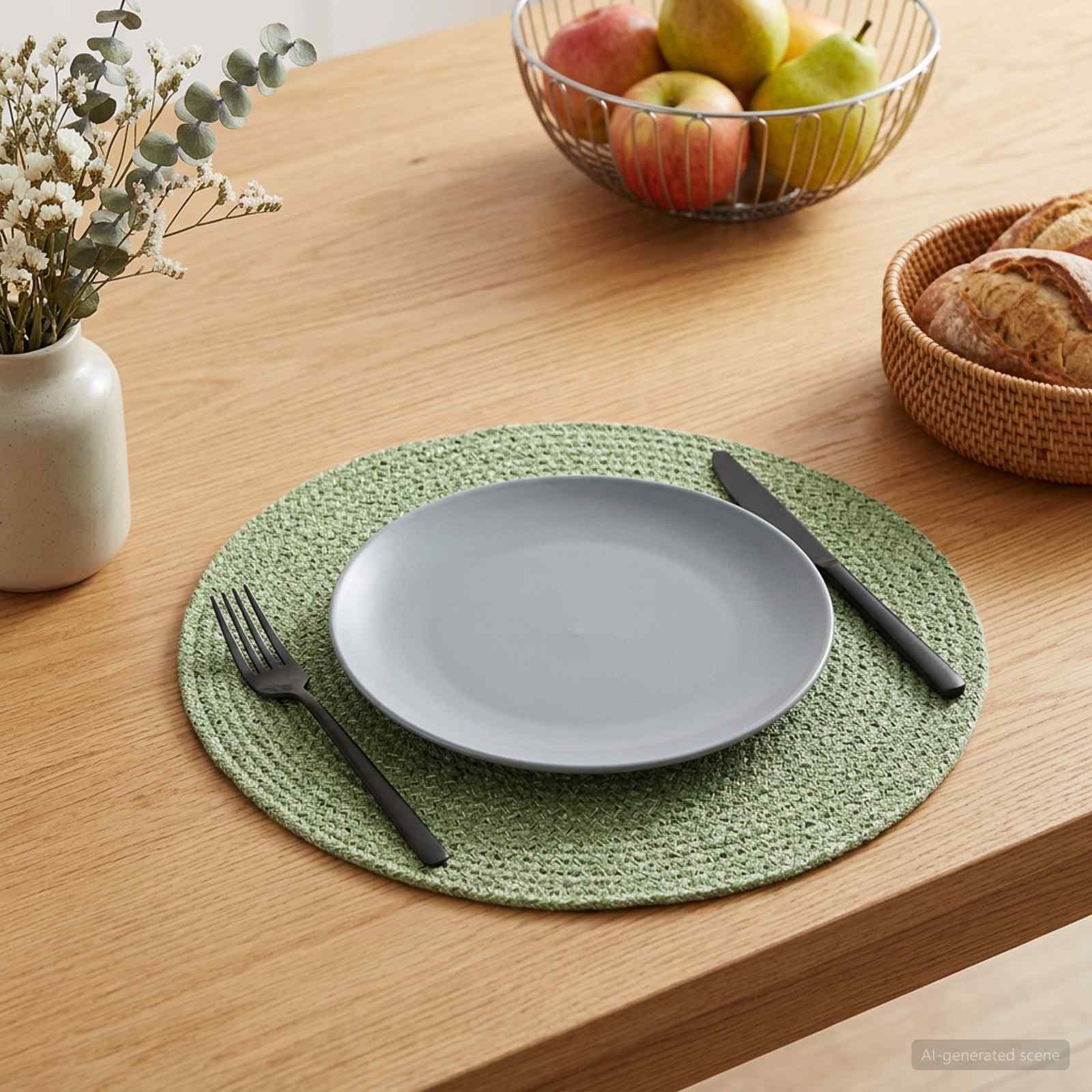 vidaXL Jute Placemats 4 st Olivgrön 100% Tossa Jute