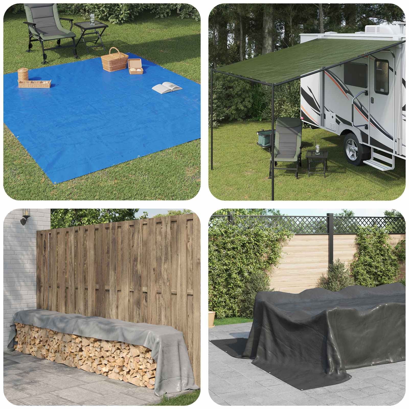 vidaXL Tarpaulin med öglor Vit 3 x 4 m 90 gsm PE